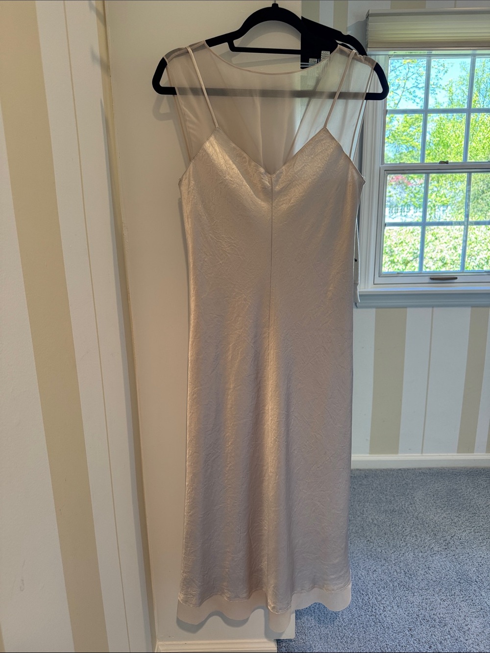 Vince Chiffon Layered Slip Dress in Champagne